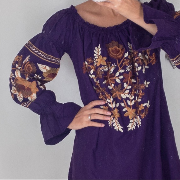 Free People Embroidered Off the shoulder Dress - Picture 7 of 8